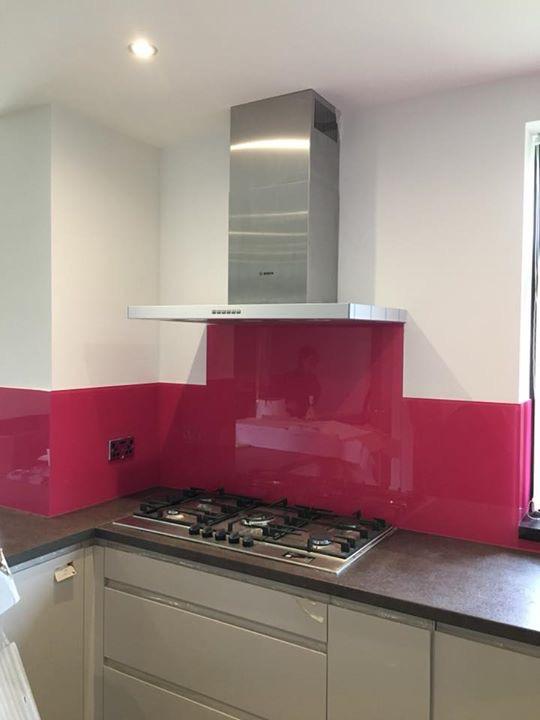 pink glass splashback