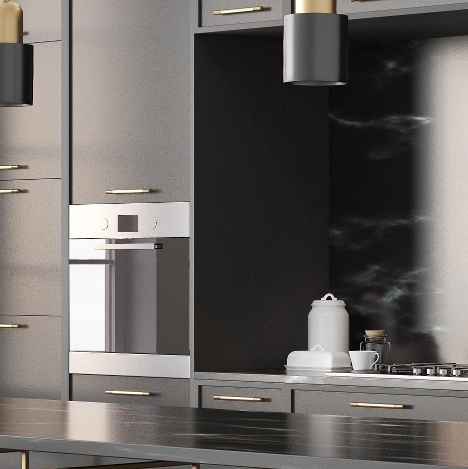 Black quartz splashback